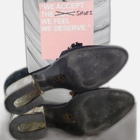 Jeffrey Campbell Civil Studded Loafer In Black Suede with Gold Hardware & Pearls - Picture 8 of 9